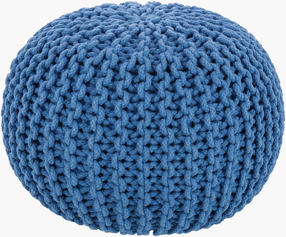 Livabliss Malmo Chunky Knit Round Pouf Cotton Blend Extra Seating Footrest for Living Room MLPF-007