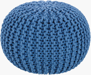 Livabliss Malmo Chunky Knit Round Pouf Cotton Blend Extra Seating Footrest for Living Room MLPF-007
