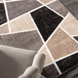 Orian Rugs American Heritage Facet Tiles Machine Woven Polypropylene Transitional Area Rug Charcoal Polypropylene