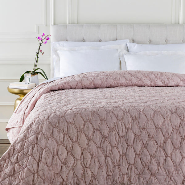 Surya Melissa Quilt - Premium Indian Cotton, Cozy Cottage Style, Machine Washable & Durable Comfort 68"X86" Blush Cotton,Cotton Mls1000-t
