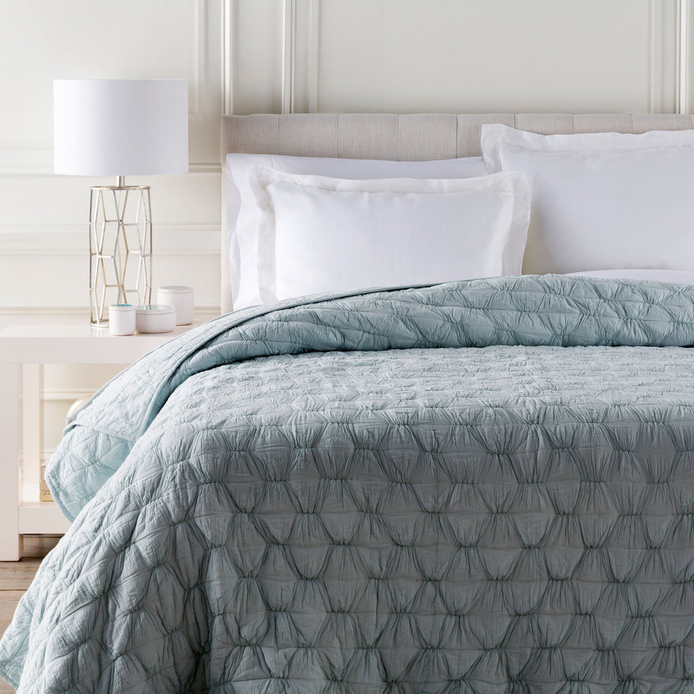 Surya Melissa Quilt - Premium Indian Cotton, Cozy Cottage Style, Machine Washable & Durable Comfort 68"X86" Pale Blue Cotton,Cotton Mls1003-t