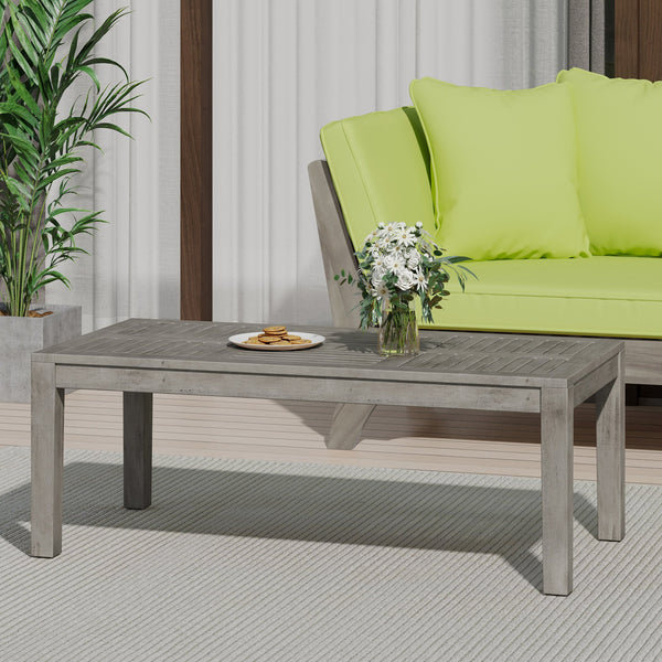 English Elm Christopher Knight Home® - HAMPTON Acacia Wood Coffee Table with Slat Top, Weather-Resistant Durable Hardwood, 44.9" L Grey 60399.00LGRY