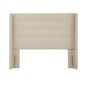 Homelegance By Top-Line Magnolia Nailhead Wingback Button Tufted Headboard Beige Linen