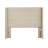 Homelegance By Top-Line Magnolia Nailhead Wingback Button Tufted Headboard Beige Linen