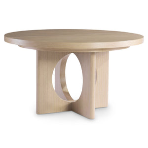 Bernhardt Bernhardt Modulum Sculptural Round Dining Table In Sahara Wood With 20" Leaf, Midcentury-Modern Flair K1821