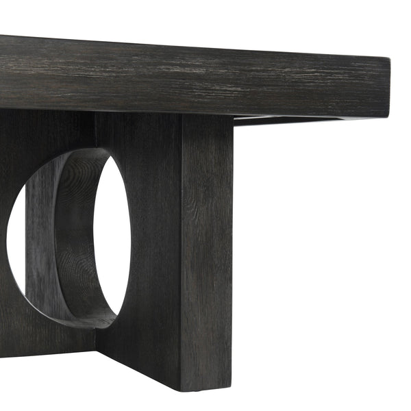 Bernhardt Bernhardt Micah Cocktail Table In Wire-Brushed Quartered White Oak Black Truffle Finish, Sculptural Geometric Centerpiece For Contemporary Living Rooms 557021