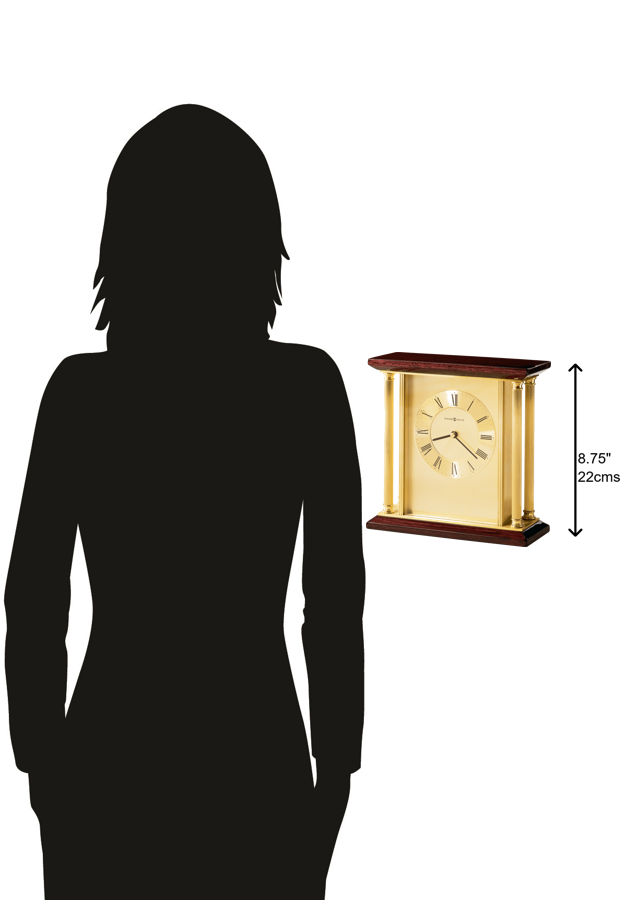 Hekman Furniture 645391 Stunning Rosewood & Brass Table Clock - Elegant Quartz Movement, Perfect For Home Or Office Decor Rosewood Carlton Tabletop Clock 645391