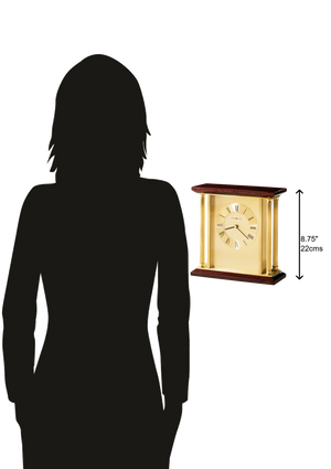 Hekman Furniture 645391 Stunning Rosewood & Brass Table Clock - Elegant Quartz Movement, Perfect For Home Or Office Decor Rosewood Carlton Tabletop Clock 645391