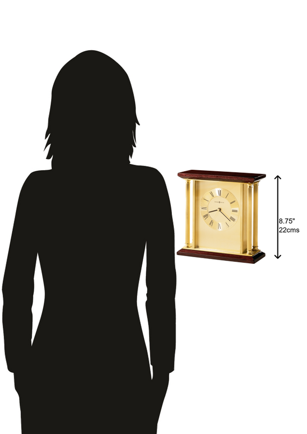 Hekman Furniture 645391 Stunning Rosewood & Brass Table Clock - Elegant Quartz Movement, Perfect For Home Or Office Decor Rosewood Carlton Tabletop Clock 645391