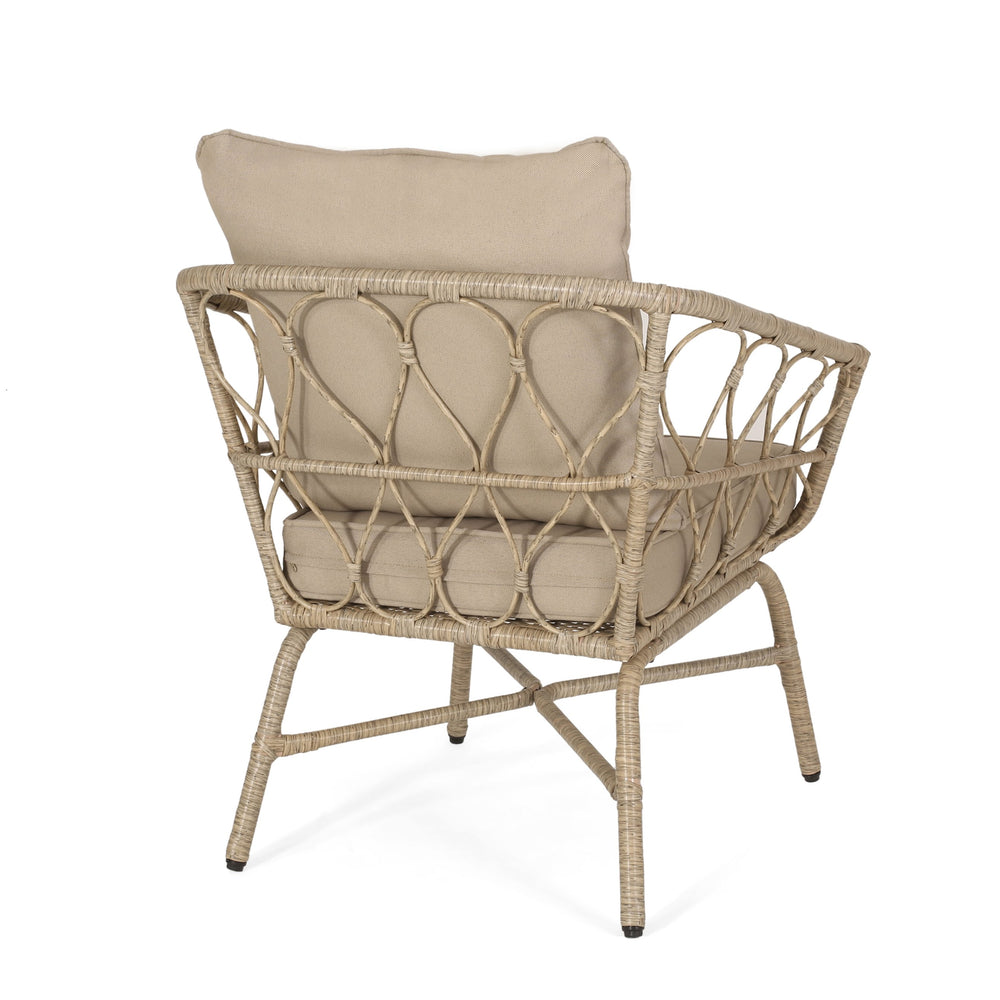 English Elm Christopher Knight Home® - BRUCE Club Chair Set - Brown PE Rattan & Iron Frame, Boho Outdoor Seating with Water-Resistant Cushions 70415.00LBRN