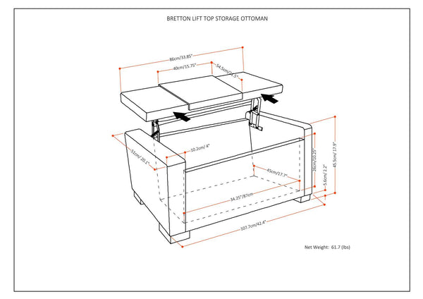 English Elm Bretton Lift-Top Storage Ottoman in Deep Umber Brown Chenille Fabric with Tray and Large Interior Storage B136P159221