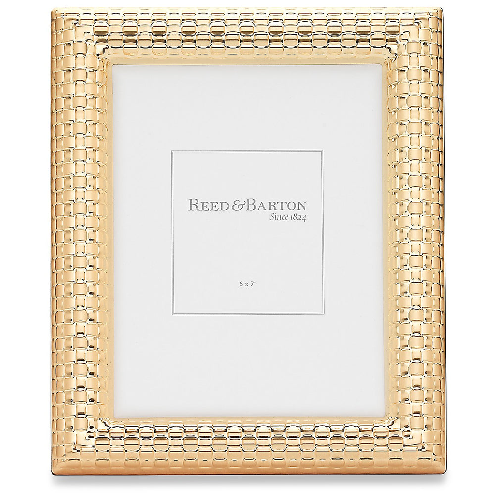 Lenox Reed and Barton Watchband Satin Gold-Plated Picture Frame, 5" x 7" Metallic, GOLD PLTD METAL 4157