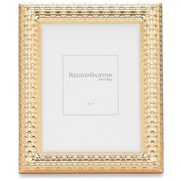 Lenox Reed and Barton Watchband Satin Gold-Plated Picture Frame, 5" x 7" Metallic, GOLD PLTD METAL 4157