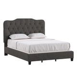 Homelegance By Top-Line Cosette Adjustable Diamond Tufted Camelback Bed Black Linen