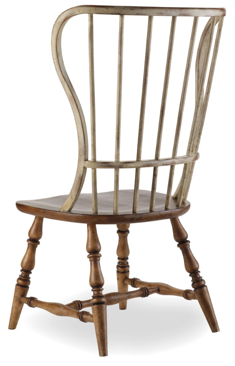 Hooker Furniture Sanctuary Two-Tone Side Chair With Solid Wood Seat, Distressed Driftwood Finish For Farmhouse Charm 3001-75310