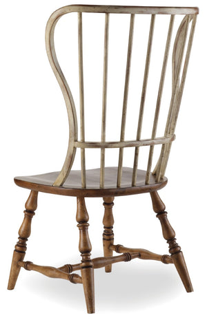 Hooker Furniture Sanctuary Two-Tone Side Chair With Solid Wood Seat, Distressed Driftwood Finish For Farmhouse Charm 3001-75310