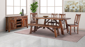 Porter Designs Kalispell Solid Sheesham Wood Dining Table - Handcrafted Arts & Crafts Elegance Brown Wood 07-196-01-2439