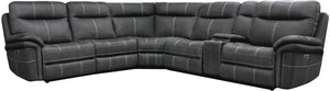 Parker House Parker Living Mason - Charcoal 6 Piece Modular Power Reclining Sectional with Power Adjustable Headrests Charcoal 100% Polyester (W) MMA-PACKA(H)-CHA