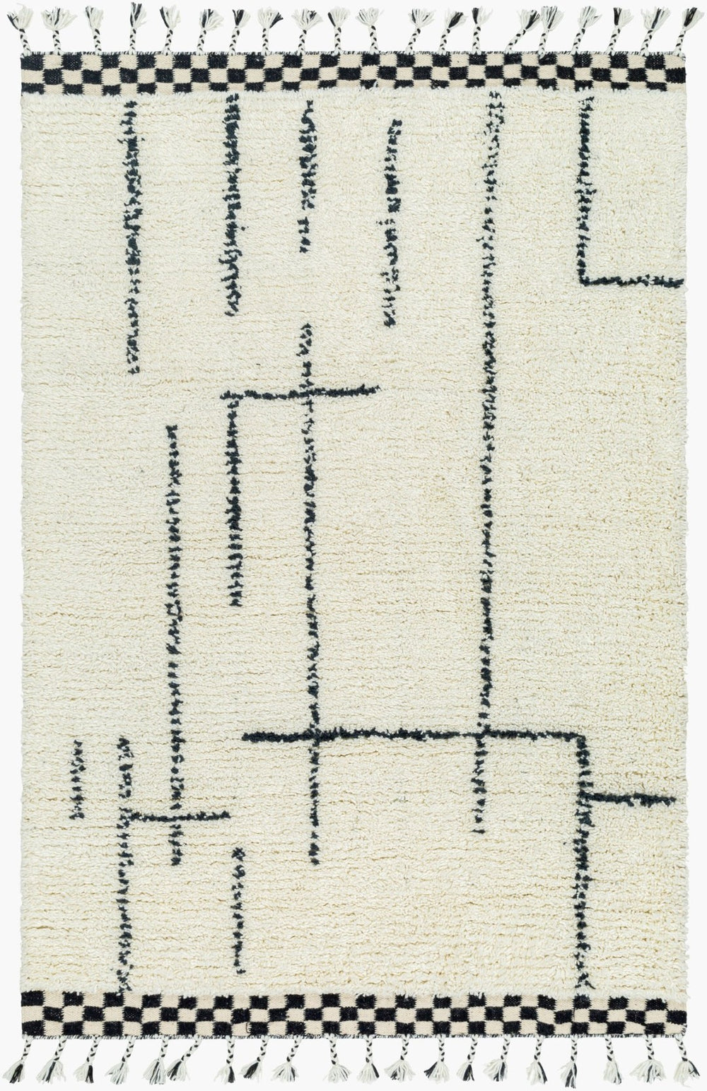 Livabliss Mirela Handwoven Wool Accent Rug with Fringe Bohemian Style for Entryways and Cozy Spaces Ivory, Charcoal 9' x 12' MMI2300-912