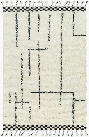 Livabliss Mirela Handwoven Wool Accent Rug with Fringe Bohemian Style for Entryways and Cozy Spaces Ivory, Charcoal 9' x 12' MMI2300-912