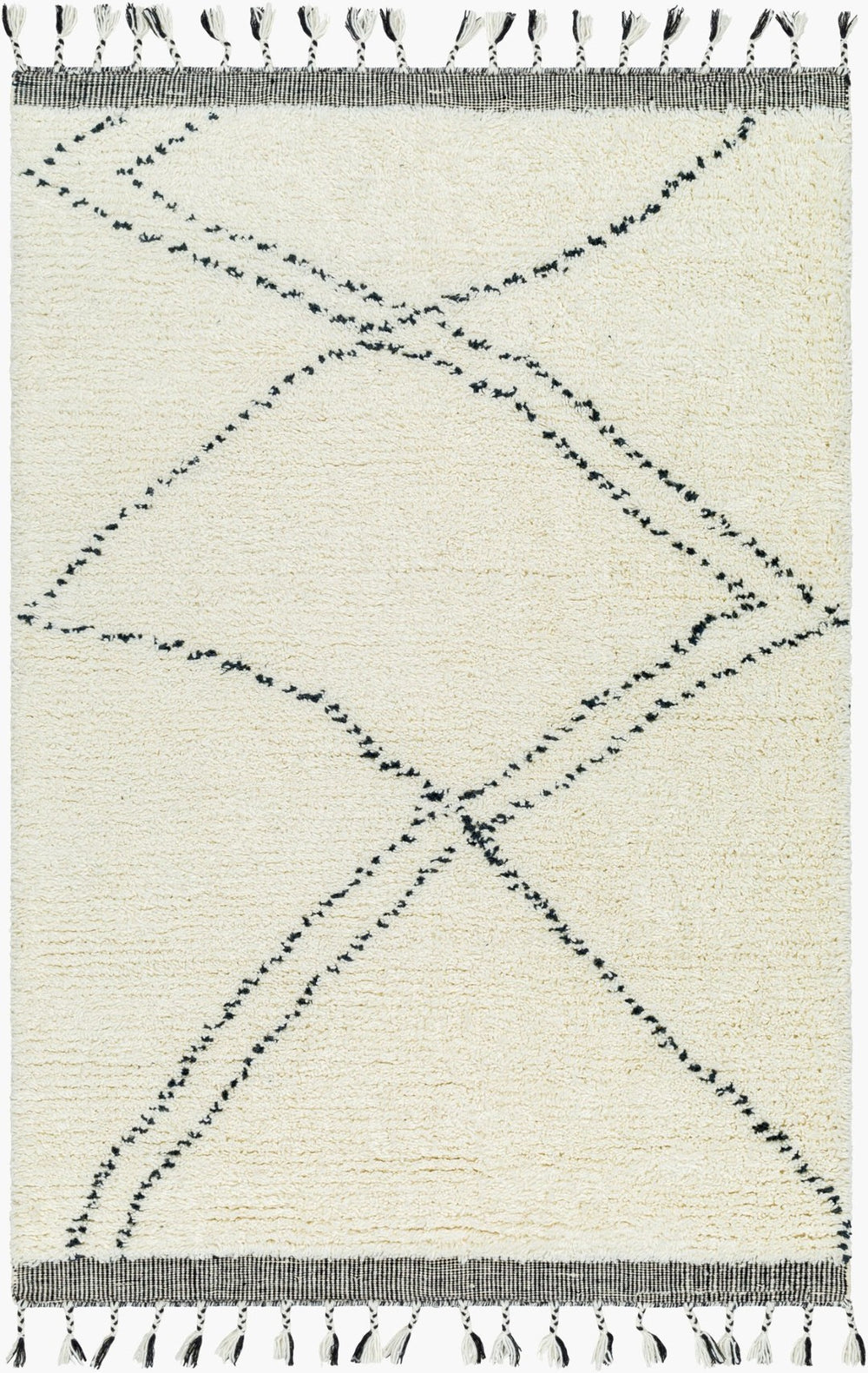 Livabliss Mirela Handwoven Wool Accent Rug with Fringe Border for Bohemian Entryway Decor Ivory, Charcoal 2' x 3' MMI2302-23