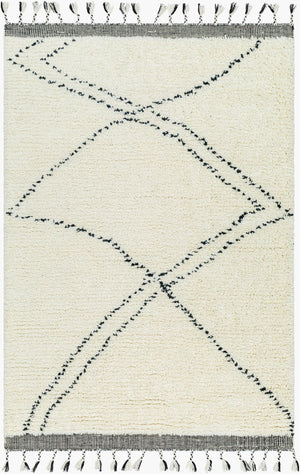 Livabliss Mirela Handwoven Wool Accent Rug with Fringe Border for Bohemian Entryway Decor Ivory, Charcoal 2' x 3' MMI2302-23