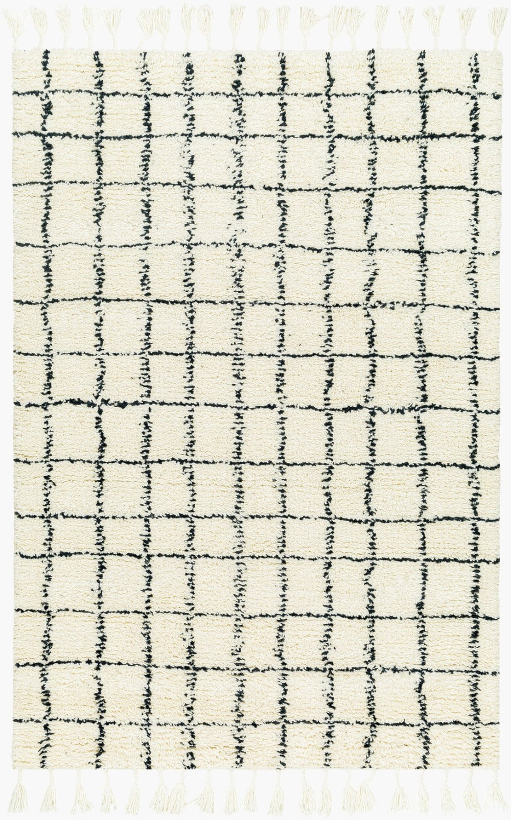 Livabliss Mirela Handwoven Wool Accent Rug Plush Fringe Trim Artisan Crafted for Entryway or Bedside Ivory, Charcoal 9' x 12' MMI2303-912