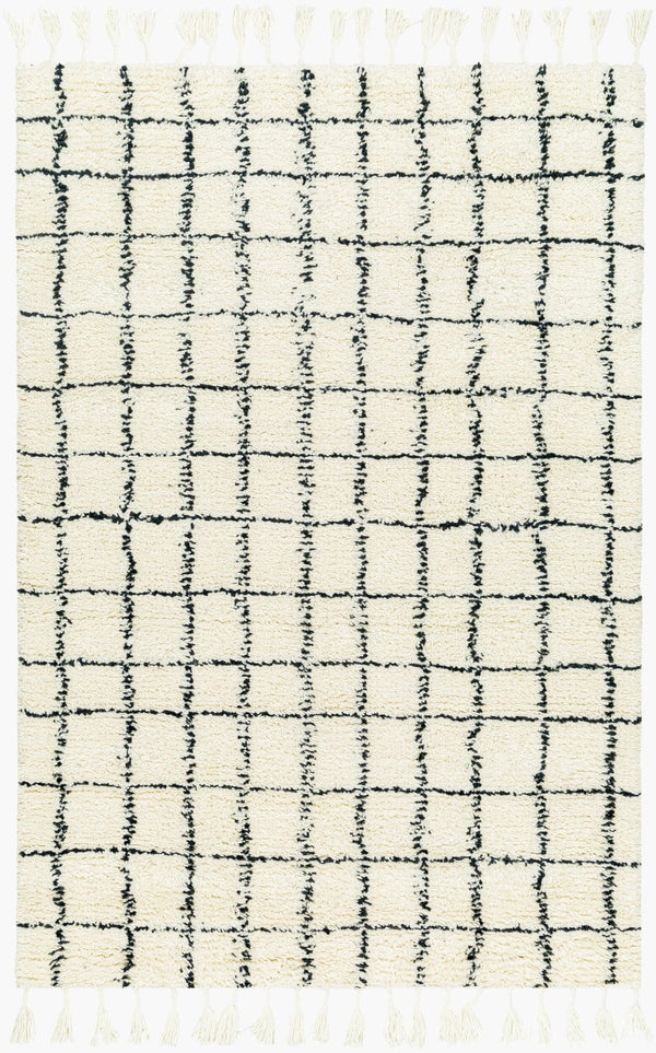 Livabliss Mirela Handwoven Wool Accent Rug Plush Fringe Trim Artisan Crafted for Entryway or Bedside Ivory, Charcoal 9' x 12' MMI2303-912