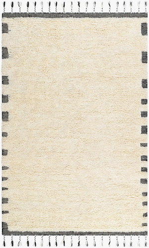 Livabliss Mirela Handwoven Wool Accent Rug with Fringe Artisan Crafted for Entryways and Small Spaces Ivory, Charcoal 9' x 12' MMI2304-912