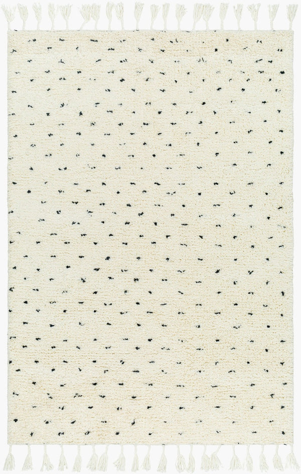 Livabliss Mirela Handwoven Wool Accent Rug with Fringe Artisan Detail for Entryway or Bedroom Ivory, Charcoal 8' x 10' MMI2305-810