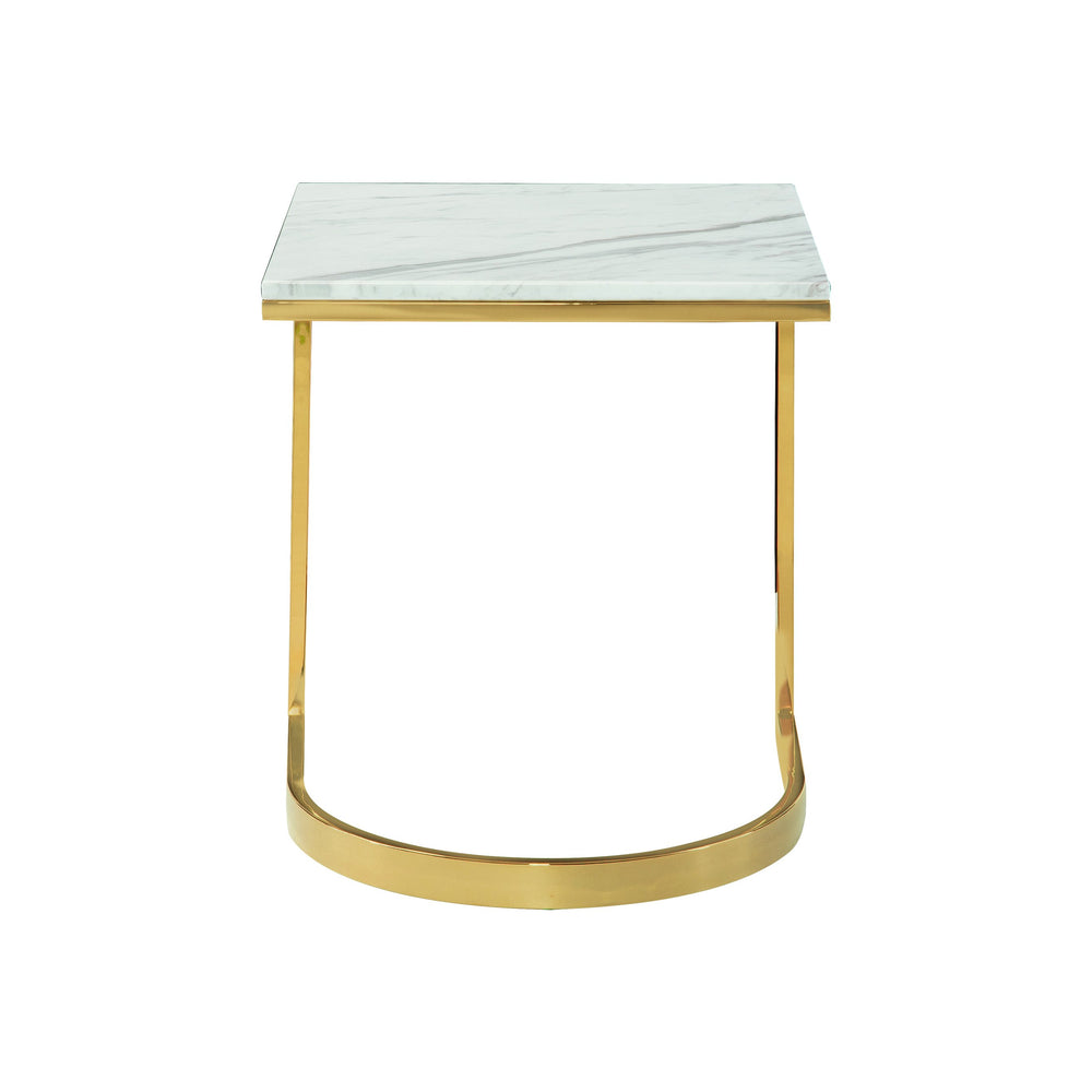 Bernhardt Bernhardt Jazz White Marble End Table With Polished Brass Semicircular Base — Art Deco Flair, 22" 471121