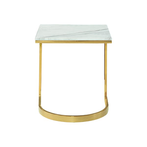 Bernhardt Bernhardt Jazz White Marble End Table With Polished Brass Semicircular Base — Art Deco Flair, 22" 471121