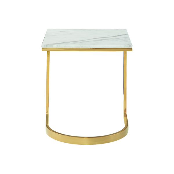 Bernhardt Bernhardt Jazz White Marble End Table With Polished Brass Semicircular Base — Art Deco Flair, 22" 471121