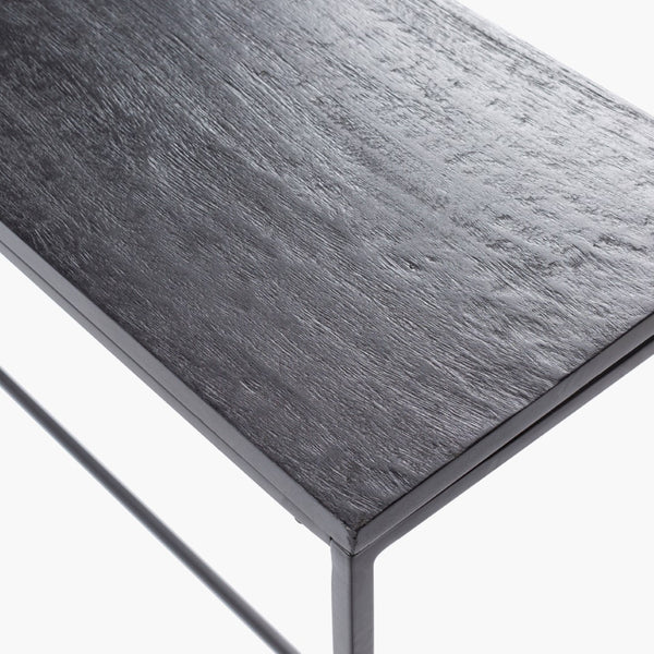 Surya Mcmillan Modern 30"H X 48"W X 10"D Console Table - Stylish Metal & Wood Design For Contemporary Homes Top, Black,Base, Black Mango Wood,Iron Mmn-001