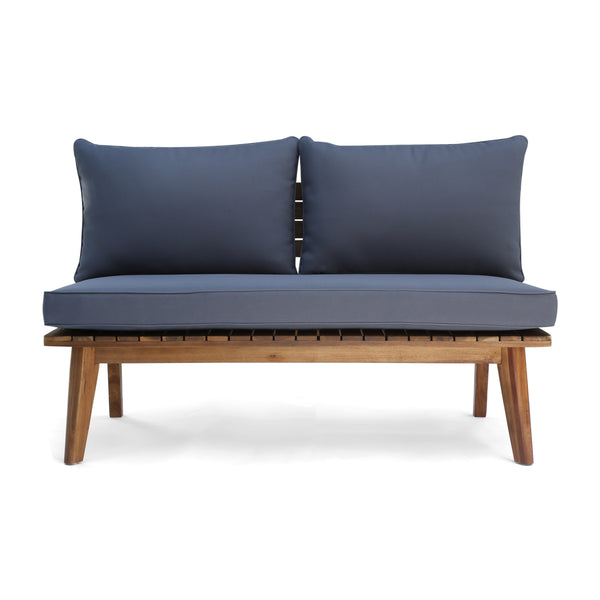 English Elm Christopher Knight Home® - BALMORAL Loveseat Patio Acacia Wood Teak Finish with Weather‑Resistant Gray Cushions, Mid‑Century Charm 62248.00