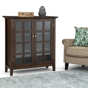 English Elm Acadian 39-Inch Wide Solid Wood Transitional Storage Cabinet With Adjustable Shelves & Glass Doors B136P159678