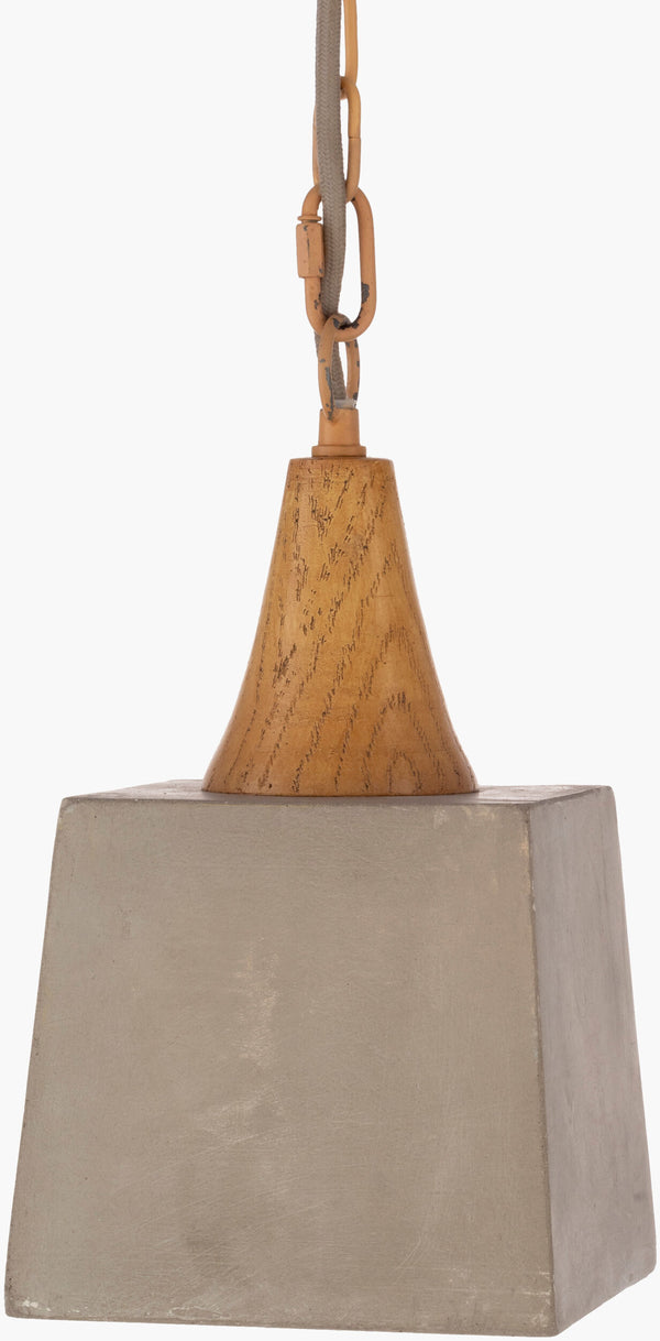 Surya Mortimer Modern Pendant Light - 7"L X 7"W X 10"H, Handcrafted Concrete & Wood Design For Your Home Fixture, Gray,Cord, Gray Concrete Mmr-002