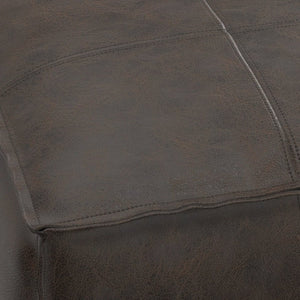 English Elm Sheffield Square Pouf - Handcrafted Distressed Brown Leather Accent For Stylish Living Spaces B136P159303-GIGA