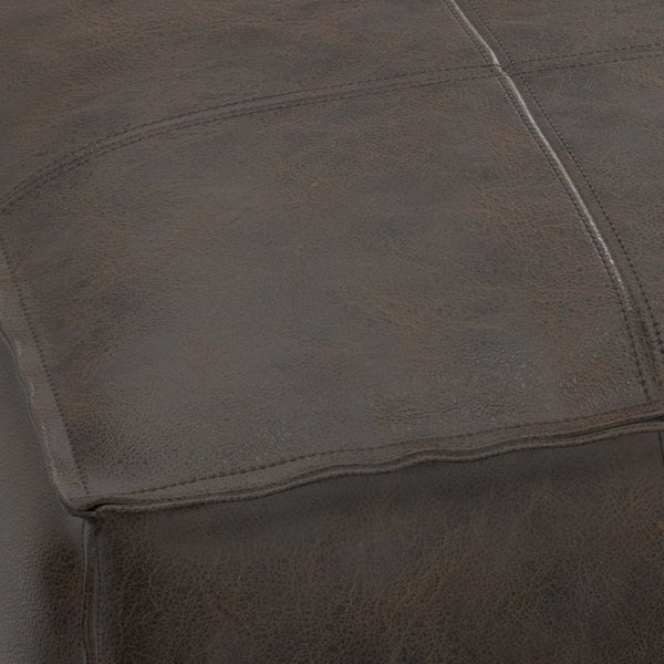 English Elm Sheffield Square Pouf - Handcrafted Distressed Brown Leather Accent For Stylish Living Spaces B136P159303-GIGA