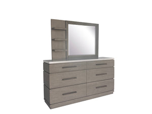 Parker House Pure Modern Bedroom 6 Drawer Dresser and Mirror Moonstone Oak Solids / Oak Veneers BPUR-2131-2