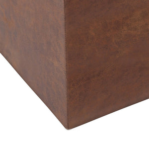 English Elm Rockwood Cube Storage Ottoman With Tray - Stylish Distressed Brown Faux Leather For Modern Spaces B136P159099-GIGA