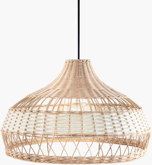Surya Mesmerize Rattan Pendant Light - 20" Country Cottage Style Fixture For Home & Office Ambiance Fixture, White,Cord, Black Rattan Mmz-001