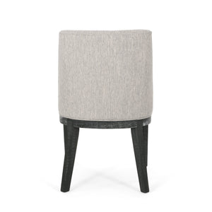 English Elm Dining Chair Set of 2 Solid Wood Textured Fabric Upholstered Farmhouse Modern Style 69408.00FLGRY