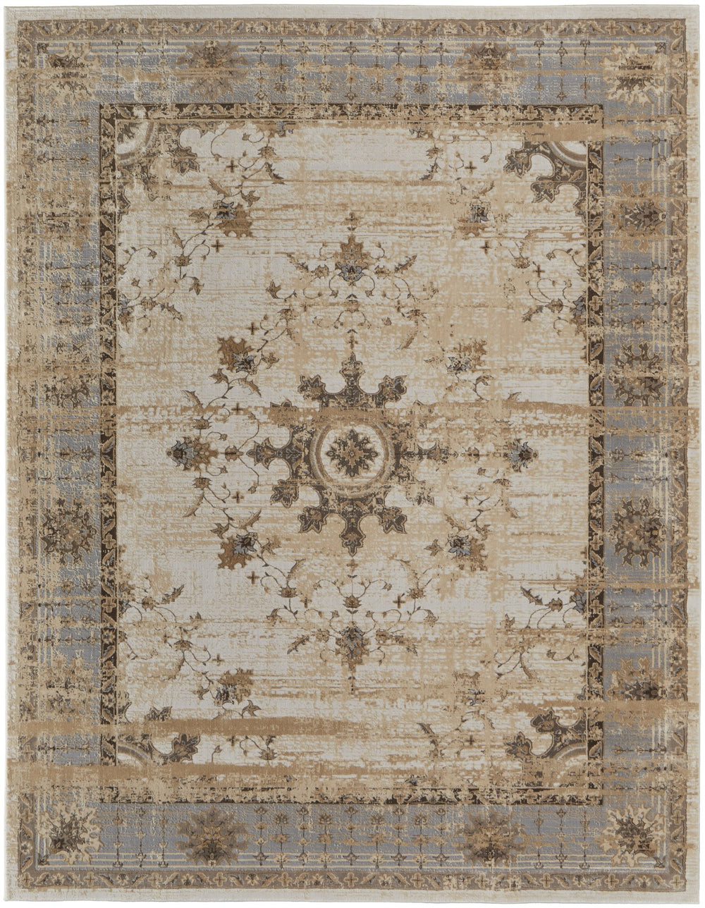 Feizy Rugs Celene Vintage-inspired Machine-made Rug With Elegant Medallion Design And Warm Neutral Colors Tan,Brown,Gray Viscose,Polyester Cel39kwfbgegrye70