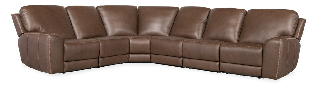 Hooker Furniture Torres Semi-Aniline Top-Grain Leather 6-Piece Sectional With Zero-Gravity Recline, Usb Charging SS640-6PC3-088