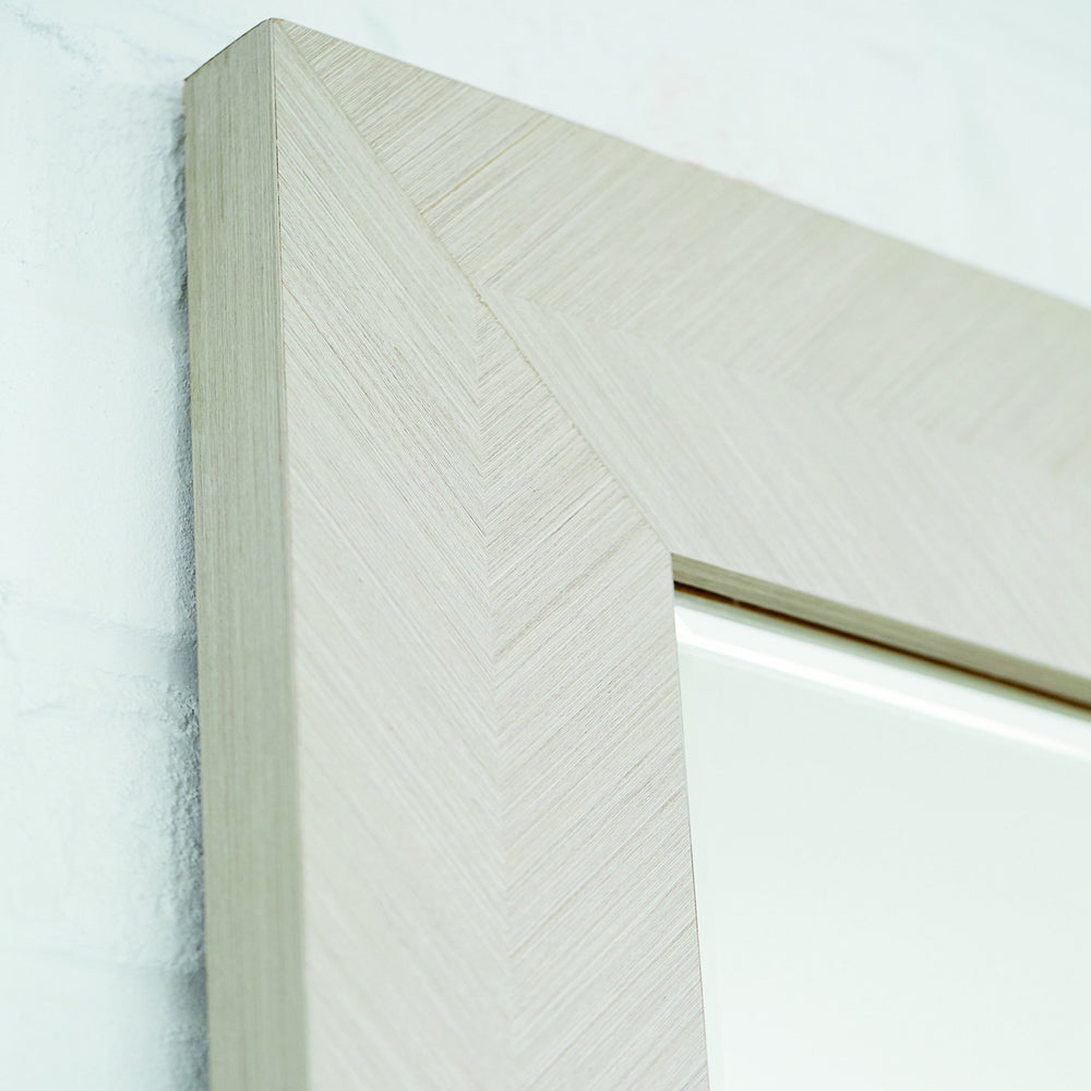 Bernhardt Bernhardt Chevron Framed Mirror — 52"W Beveled Glass, Linear Gray Low-Sheen Finish, Vertical/Horizontal Mounting 381322