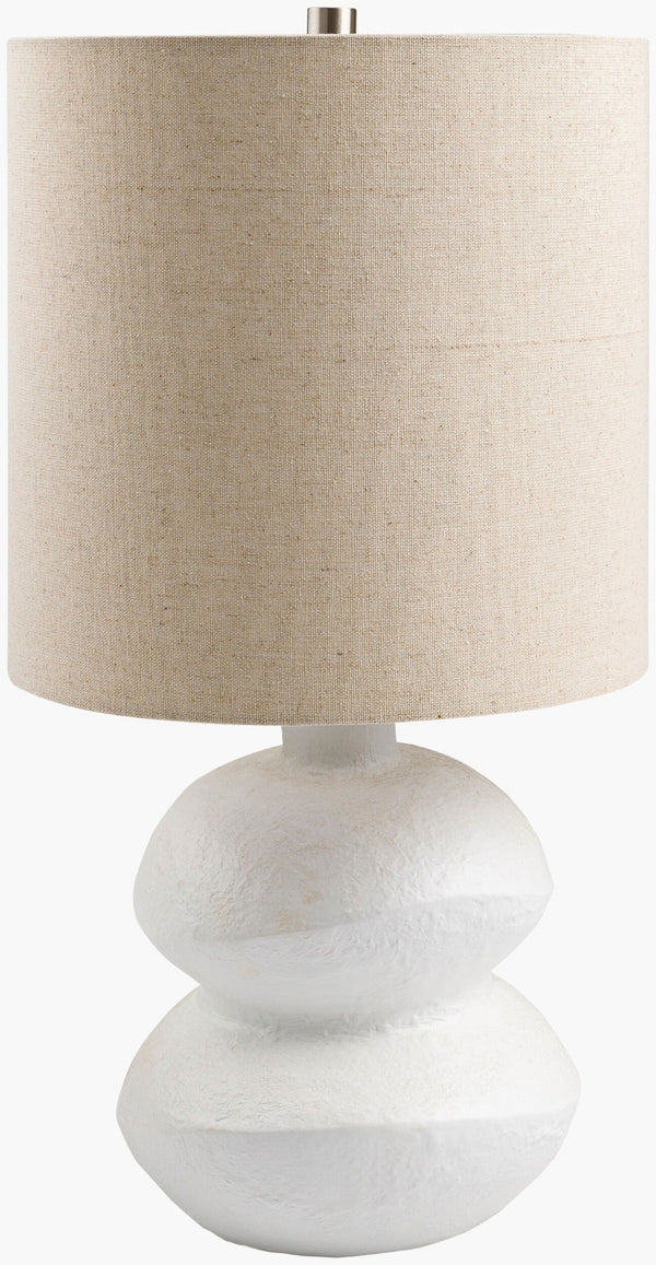 Livabliss Mauna Ceramic Base Accent Lamp with Wheat Linen Shade for Bedside or Console MNA-004