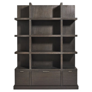 Bernhardt Bernhardt Geneve Wire-brushed Oak Etagere with Open Shelves and Soft-close Drawers 392820