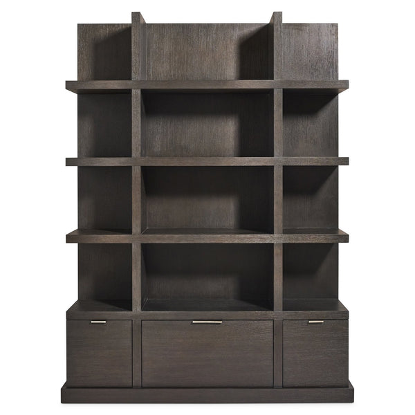 Bernhardt Bernhardt Geneve Wire-brushed Oak Etagere with Open Shelves and Soft-close Drawers 392820