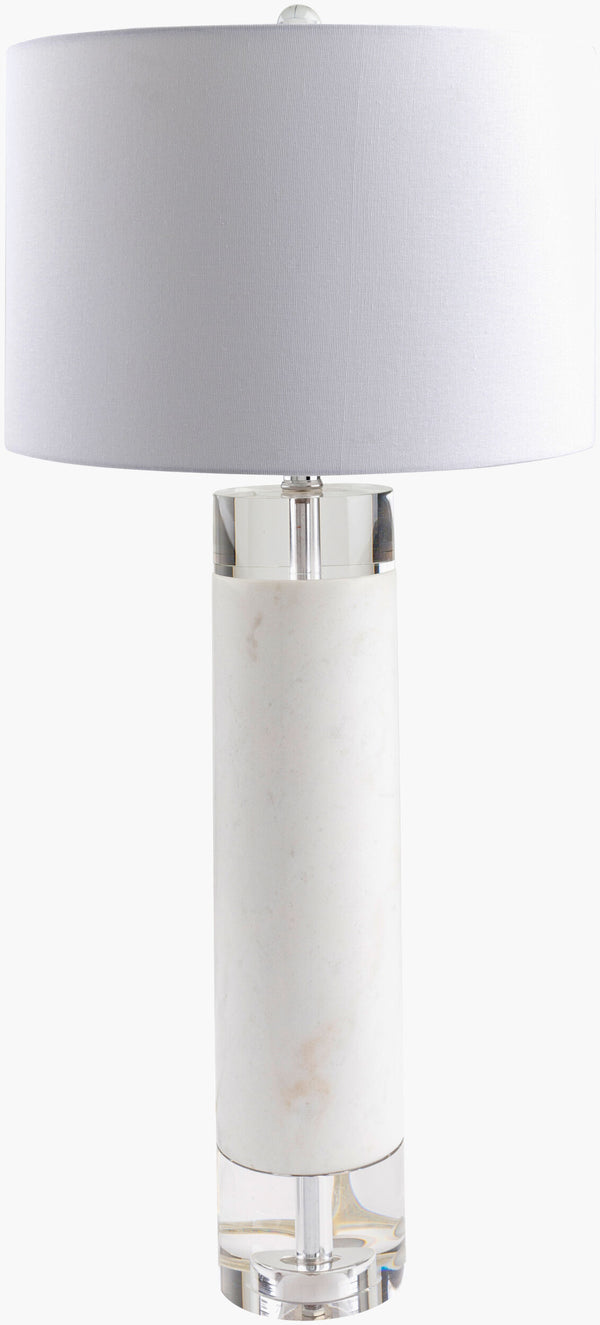 Surya Monarch Elegant Marble & Crystal Accent Table Lamp - 31"H, White Linen Shade, Stylish Home Decor Body, White Marble,Crystal,Crystal,Linen,Polyester,Crystal Mnc-001